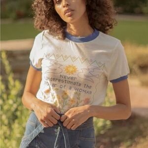 Stoned Immaculate Feminist Ringer Tee Sz. M